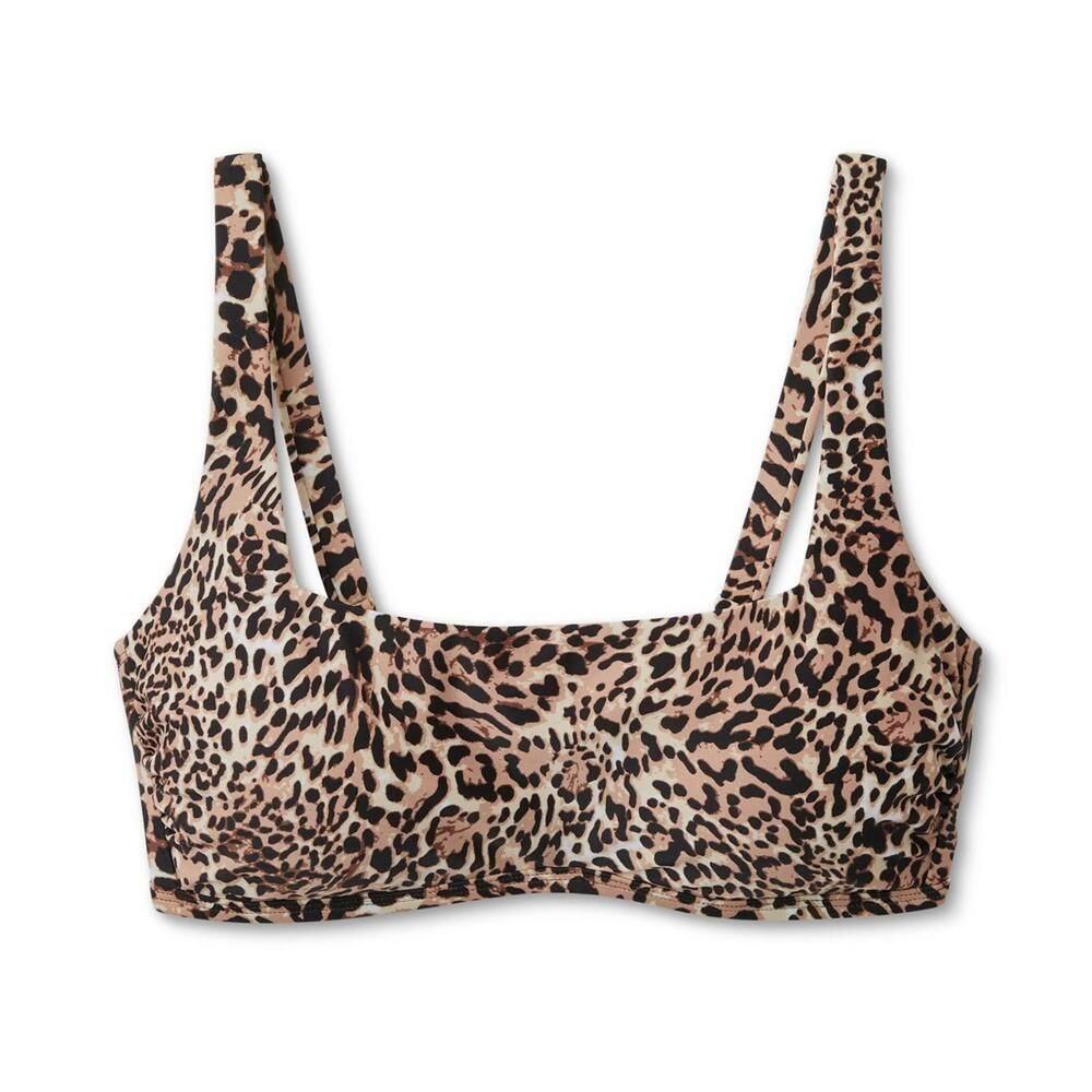Women's Leopard Print Square Neck Bikini Top - Kona Sol™ Multi L